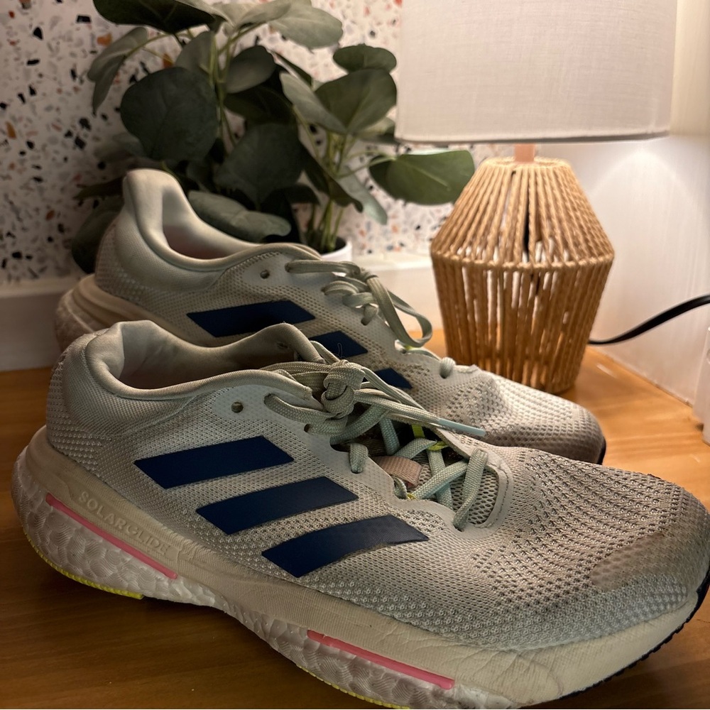 Adidas Volleyball Shoes Women's Running Shoes - White and Blue